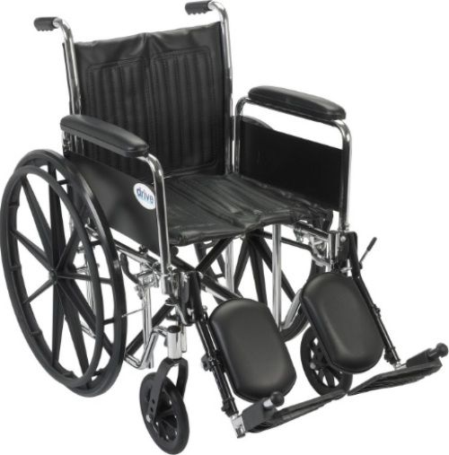 Drive Medical CS20DFA-ELR Chrome Sport Wheelchair, Detachable Full Arms, Elevating Leg Rests, 20